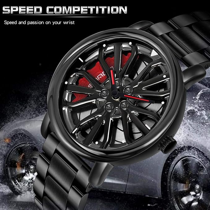 Car Wheel Rotating Wrist Watch | ساعة يد تدور على شكل عجلة سيارة